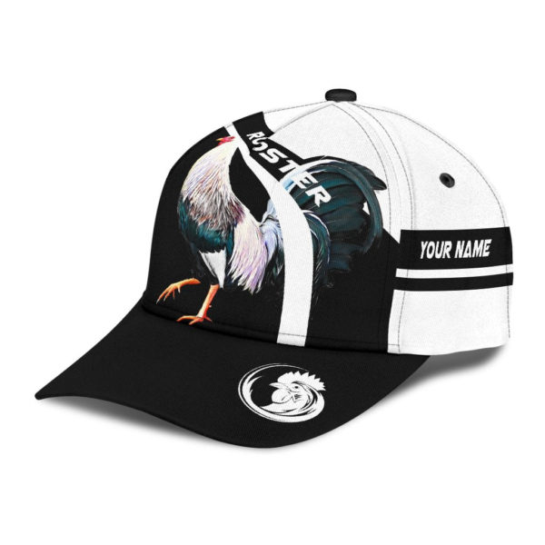 Personalized Black And White Rooster Printed 3D Cap Product Photo