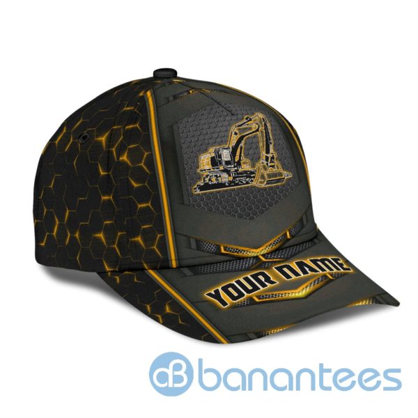 Personalized Excavator Heavy Equipment Black And Yellow 3D Cap Product Photo