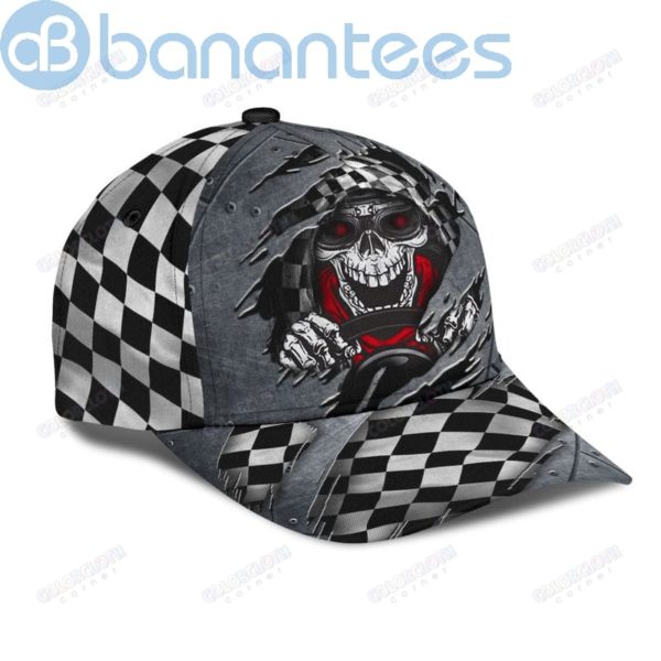 Personalized Name Biker All Over Printed 3D Cap Skull Rider Product Photo