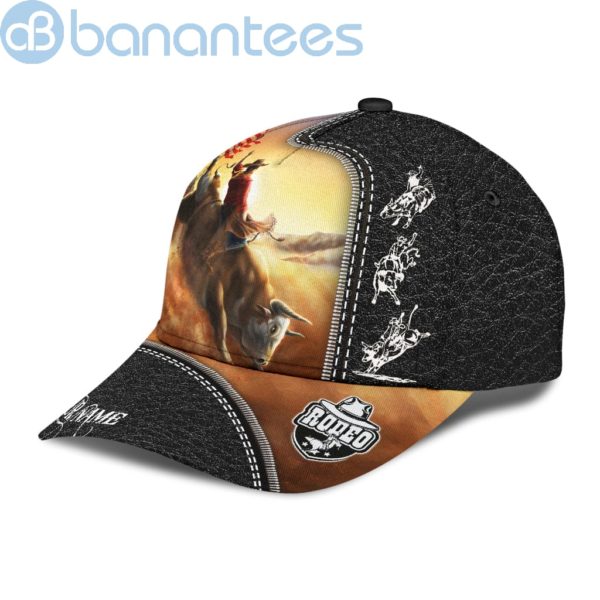Personalized Name Bull Riding Black All Over Printed 3D Cap Product Photo