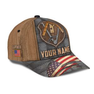 Personalized Name Carpenter America Flag Iron All Over Printed 3D Cap Product Photo