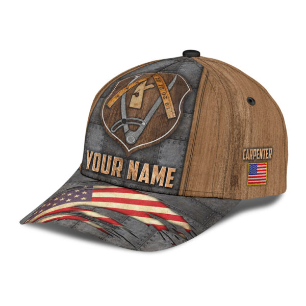 Personalized Name Carpenter America Flag Iron All Over Printed 3D Cap Product Photo