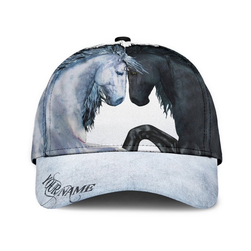 Personalized Name Couple Horse All Over Printed 3D Cap