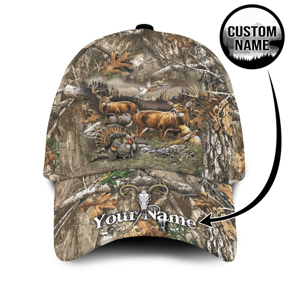 Personalized Name Deer Hunting Camo Background All Over Printed 3D Cap
