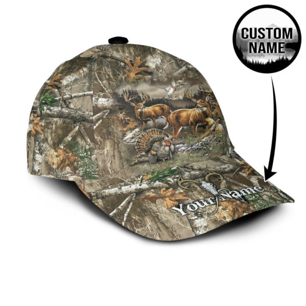 Personalized Name Deer Hunting Camo Background All Over Printed 3D Cap Product Photo