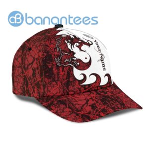 Personalized Name Dragon Red And White All Over Printed 3D Cap Product Photo
