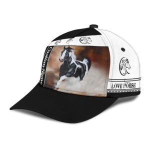 Personalized Name Horse White And Black All Over Printed 3D Cap Product Photo