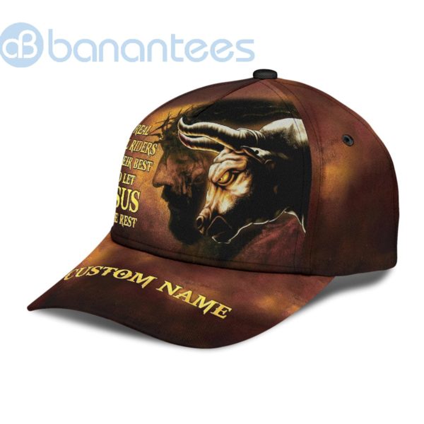 Personalized Name Jesus Bull Riding All Over Printed 3D Cap Product Photo