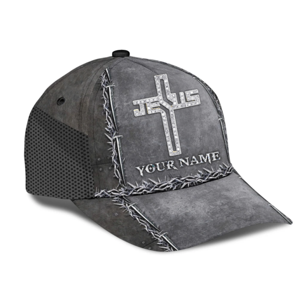 Personalized Name Jesus Is My Savioriamond Cross All Over Printed 3D Cap Product Photo