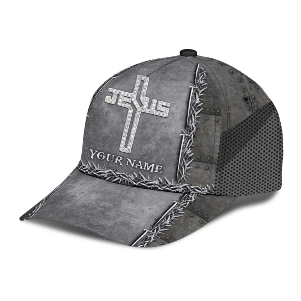Personalized Name Jesus Is My Savioriamond Cross All Over Printed 3D Cap Product Photo