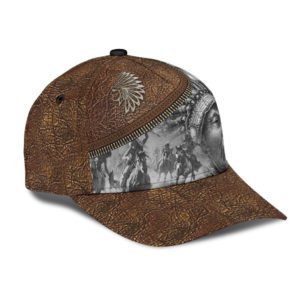 Personalized Name Native American Leather All Over Printed 3D Cap Product Photo