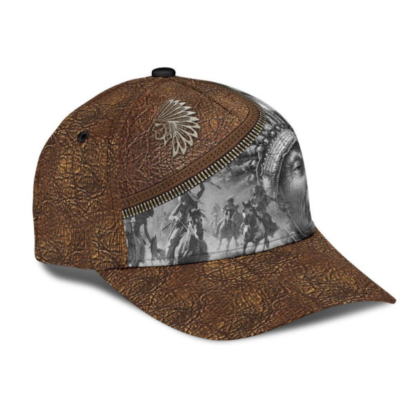 Personalized Name Native American Leather All Over Printed 3D Cap Product Photo