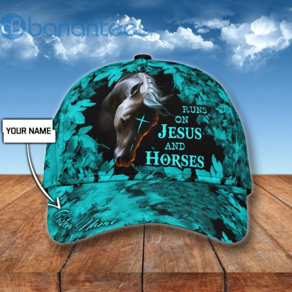 Personalized Name Rodeo All Over Printed 3D Cap Runs On Jesus And Horses Product Photo
