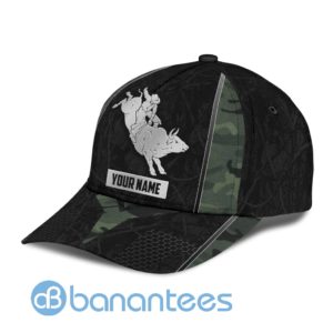 Personalized Name Rodeo Black All Over Printed 3D Cap Green Camo Product Photo