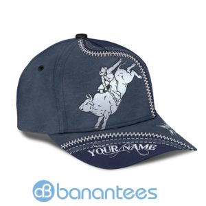 Personalized Name White Dark Navy Bull Riding All Over Printed 3D Cap Product Photo