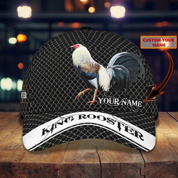 Personalized Rooster Black Full Printed 3D Cap Product Photo