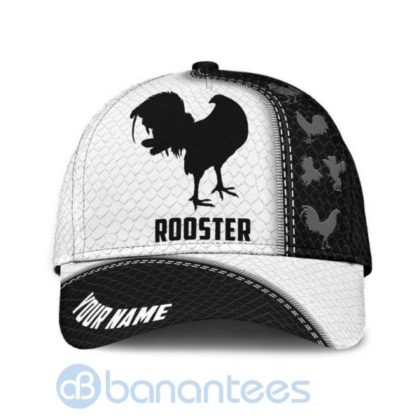 Personalized Rooster Black White All Over Printed 3D Cap Product Photo