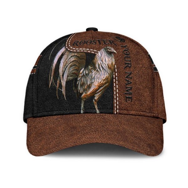 Personalized Rooster Leather All Over Printed 3D Cap Product Photo