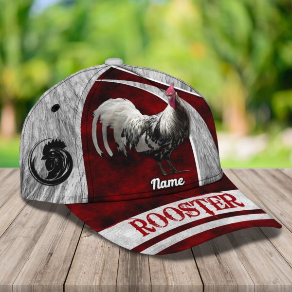 Personalized Rooster Red And White All Over Printed 3D Cap Product Photo