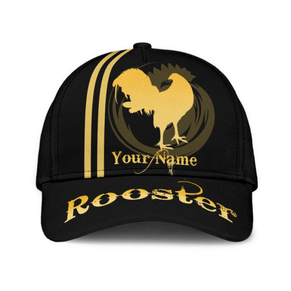 Personalized Rooster Simple Design Black Printed 3D Cap Product Photo
