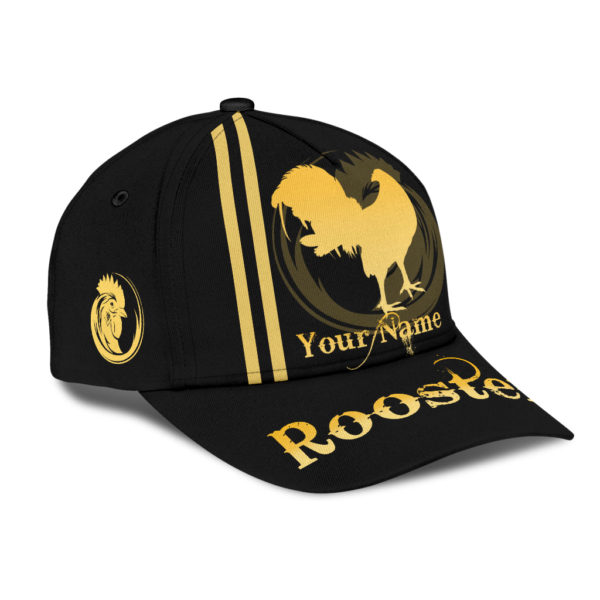 Personalized Rooster Simple Design Black Printed 3D Cap Product Photo