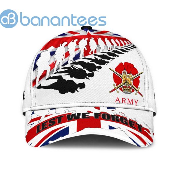 Personalized Uk Army Veteran Lest We Forget All Over Printed 3D Cap Product Photo