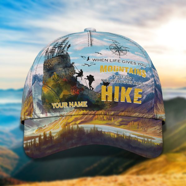 Personalized When Life Gives You Mountains Hiking All Over Print Cap Product Photo
