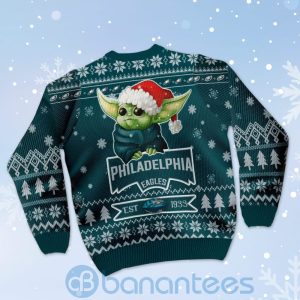 Philadelphia Eagles Cute Baby Yoda Grogu Ugly Christmas 3D Sweater Product Photo