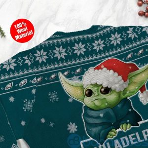 Philadelphia Eagles Cute Baby Yoda Grogu Ugly Christmas 3D Sweater Product Photo