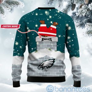 Philadelphia Eagles Football Team Logo Symbol Santa Claus Custom Name Christmas 3D Sweater Product Photo