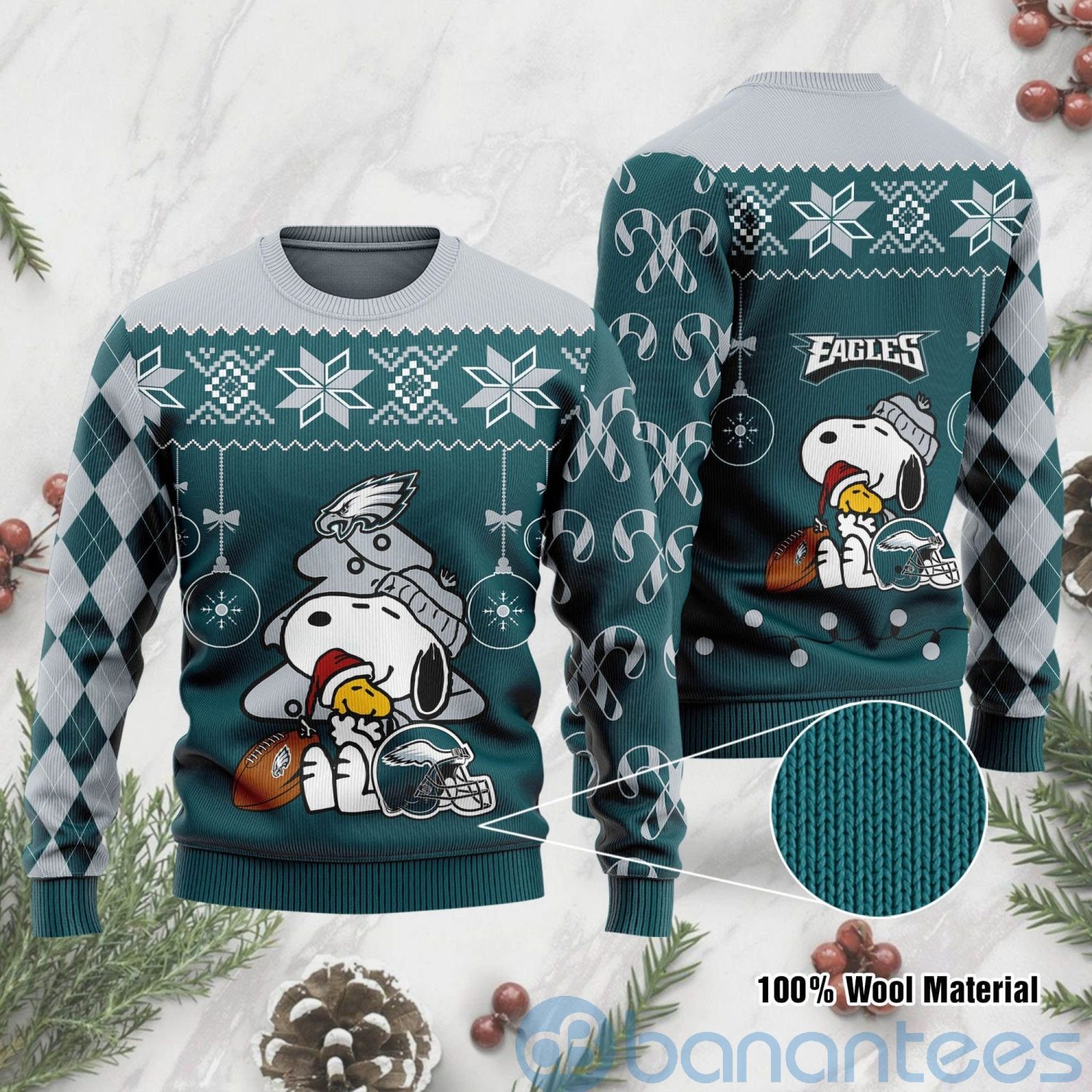 Philadelphia Eagles Funny Charlie Brown Peanuts Snoopy Ugly Christmas 3D Sweater