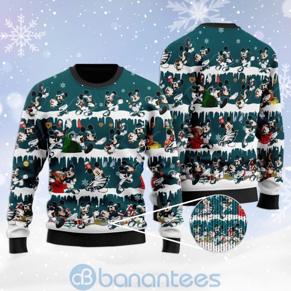 Philadelphia Eagles Mickey American Football Ugly Christmas 3D Sweater Product Photo