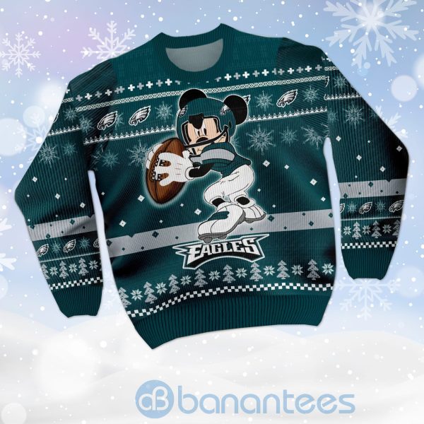 Philadelphia Eagles Mickey Mouse Funny Ugly Christmas 3D Sweater Product Photo