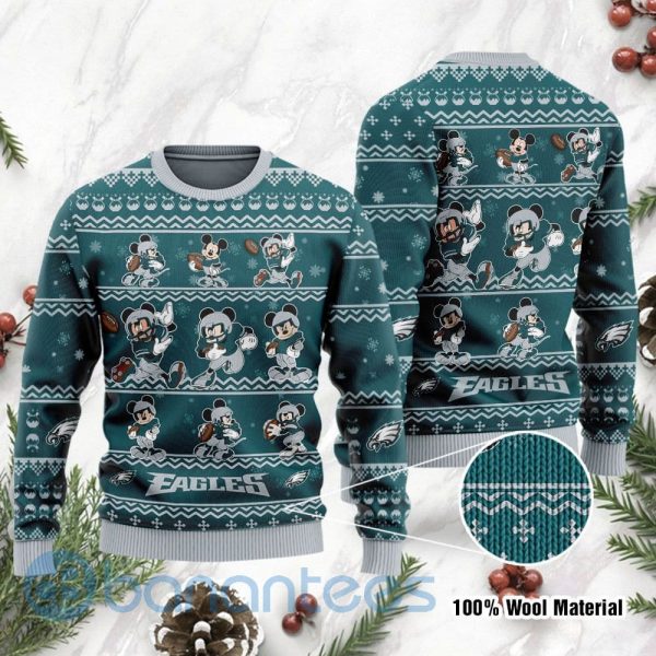 Philadelphia Eagles Mickey Mouse Ugly Christmas 3D Sweater Product Photo