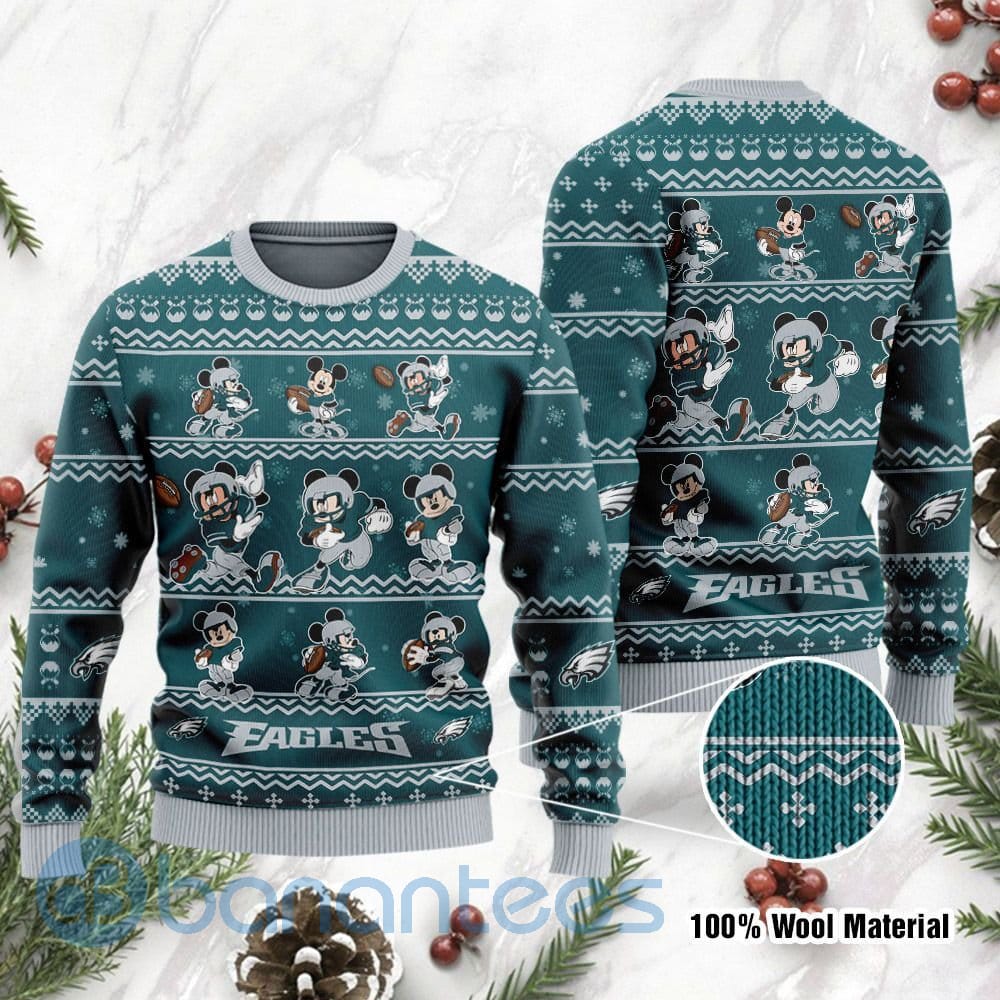 Philadelphia Eagles Mickey Mouse Ugly Christmas 3D Sweater