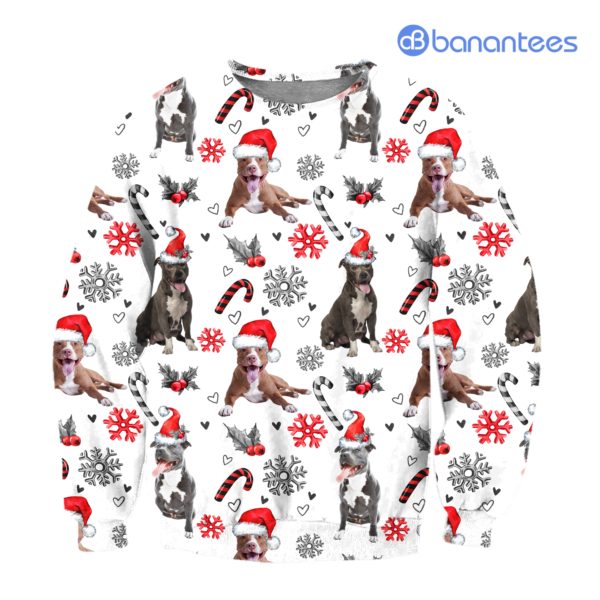 Pit Bull Merry Christmas All Over Printed 3D Shirts - 3D Sweatshirt - White