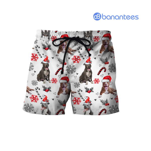 Pit Bull Merry Christmas All Over Printed 3D Shirts - Short Pant - White