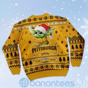 Pittsburgh Steelers Cute Baby Yoda Grogu Ugly Christmas 3D Sweater Product Photo