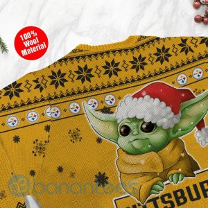 Pittsburgh Steelers Cute Baby Yoda Grogu Ugly Christmas 3D Sweater Product Photo