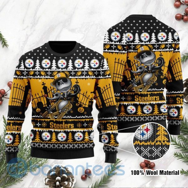 Pittsburgh Steelers Jack Skellington Halloween Ugly Christmas 3D Sweater Product Photo