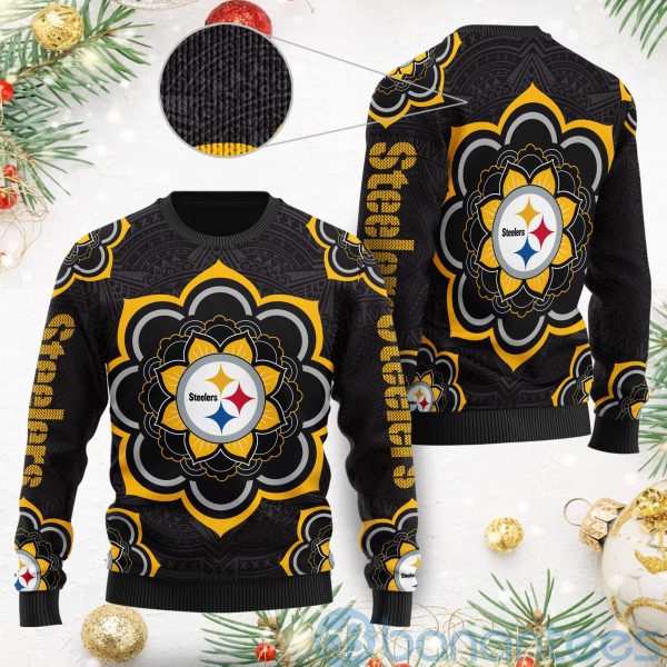 Pittsburgh Steelers Mandala Logo Ugly Christmas 3D Sweater Product Photo