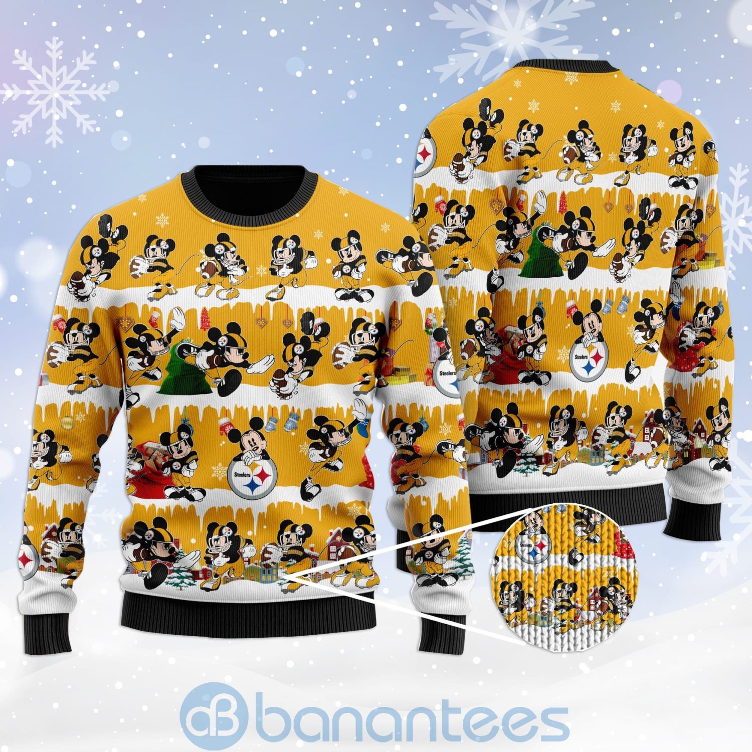 Pittsburgh Steelers Mickey American Football Ugly Christmas 3D Sweater