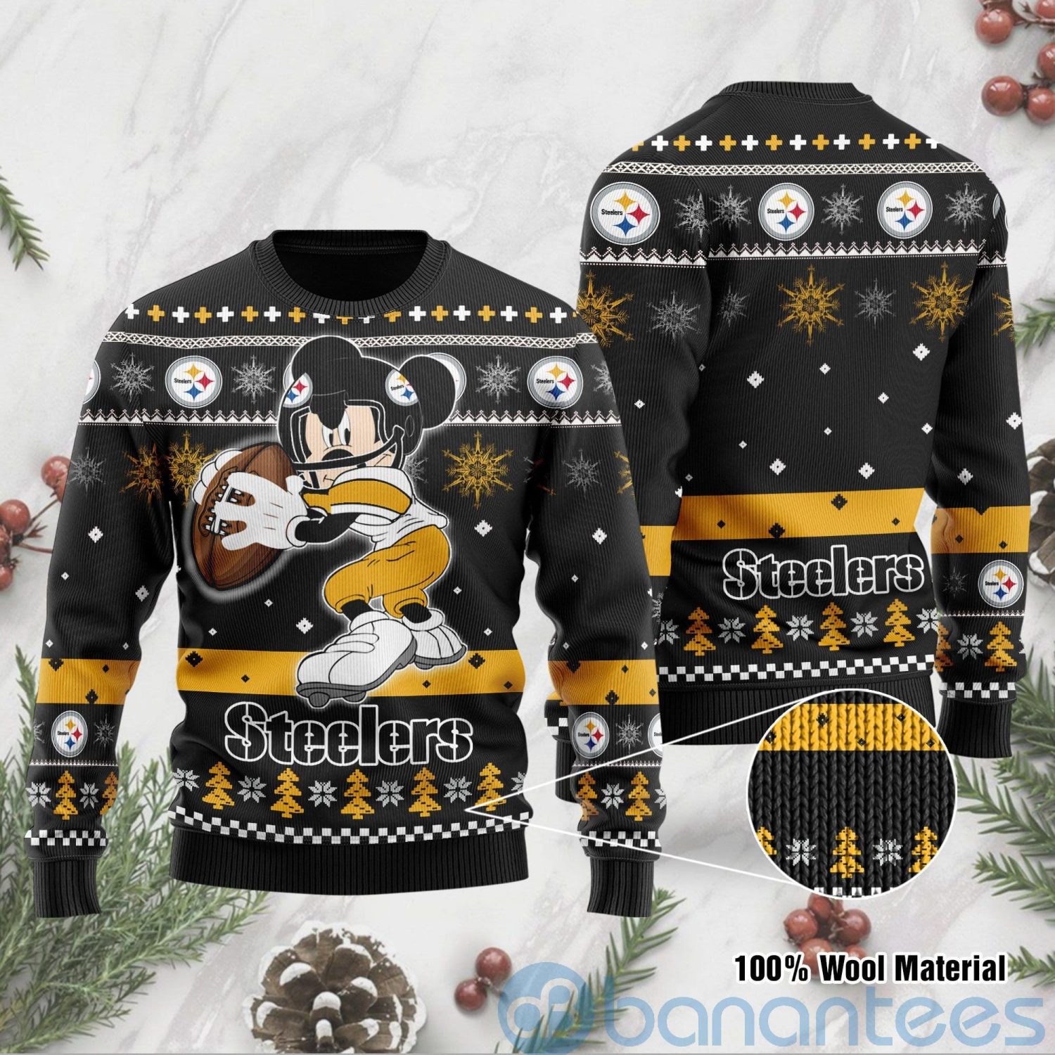 Pittsburgh Steelers Mickey Mouse Funny Ugly Christmas 3D Sweater