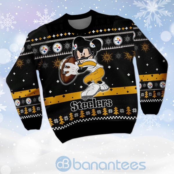 Pittsburgh Steelers Mickey Mouse Funny Ugly Christmas 3D Sweater Product Photo