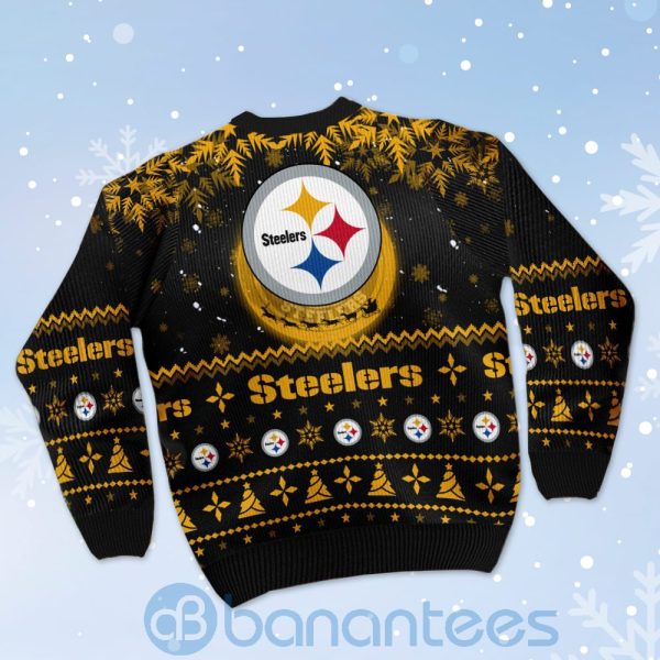 Pittsburgh Steelers Santa Claus In The Moon Ugly Christmas 3D Sweater Product Photo