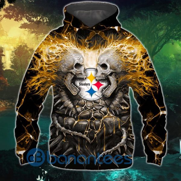 Pittsburgh Steelers Skull Halloween All Over Printed 3D Hoodie, Zip Hoodie Product Photo