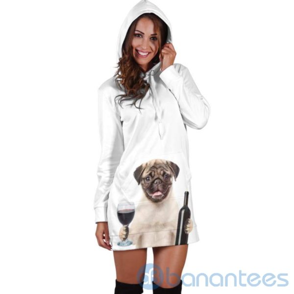 Pugs and Wine Hoodie Dress For Women Product Photo