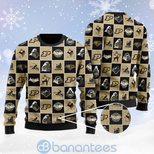 Purdue Boilermakers Football Team Logo Ugly Christmas 3D Sweater Product Photo