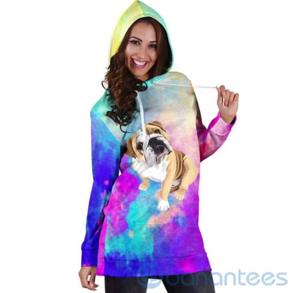 Rainbow Bulldog Hoodie Dress For Women Product Photo