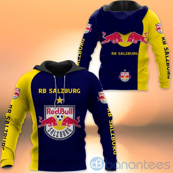 Red Bull Salzburg Navy And Yellow All Over Printed Hoodies Zip Hoodies Product Photo